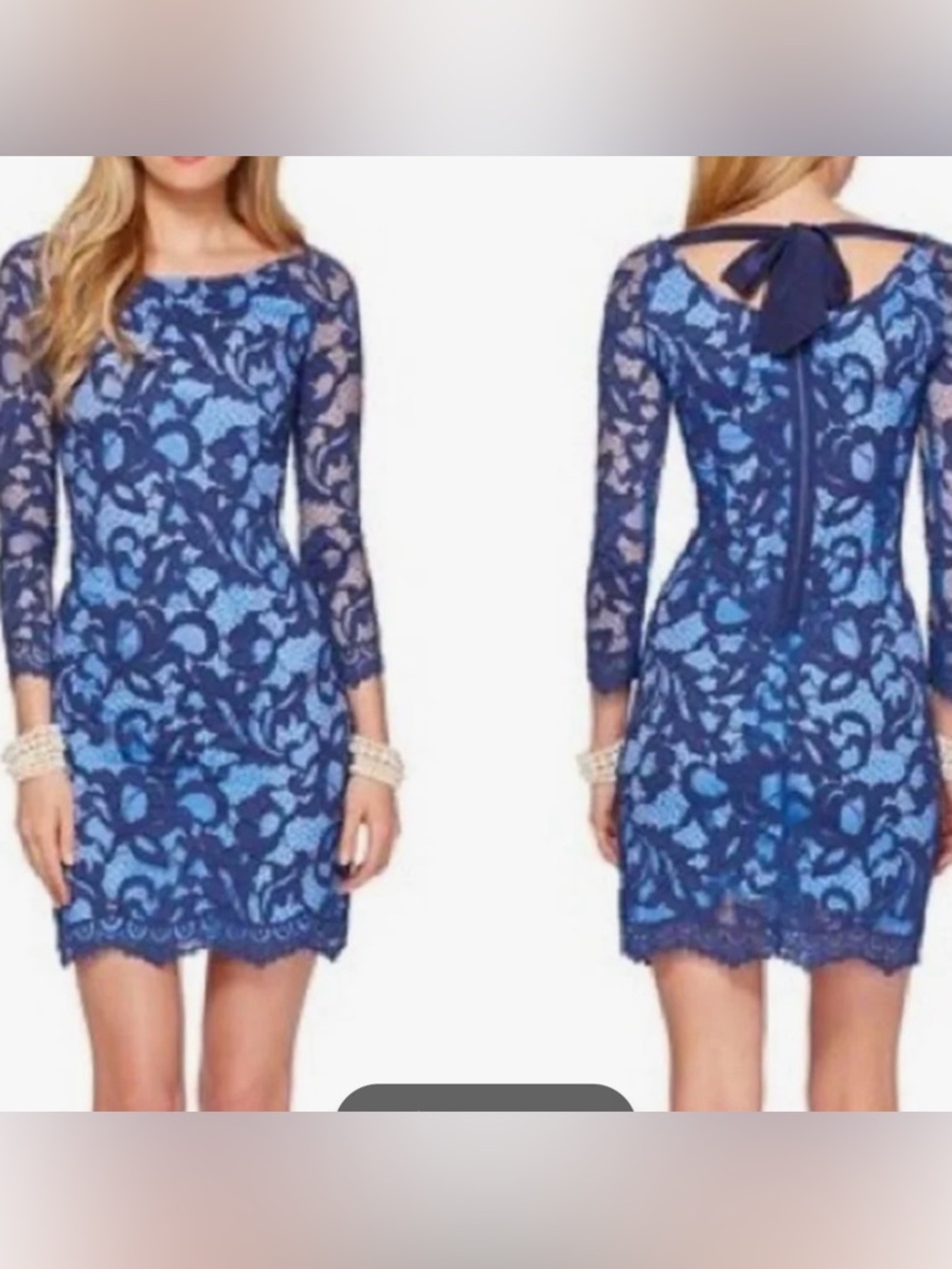 LILLY PULITZER Women's Navy Blue Lace Sheath Dress